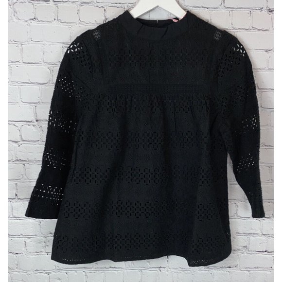 NWT VINEYARD VINES Womens' Mock Neck Eyelet Top Blouse Black Size 6 $128.00 - Picture 2 of 8